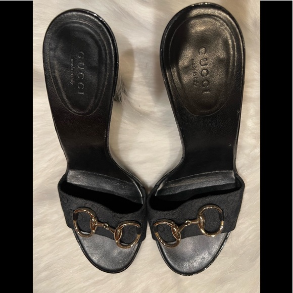 Gucci Monogram Horsebit Slip On Mules - Picture 3 of 14